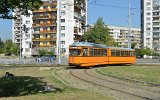 Einfahrt in die Endschleife der SL 22 am Depot Krasna Poljana, Nikola-Muschanow-Boulevard am 18.09.2015